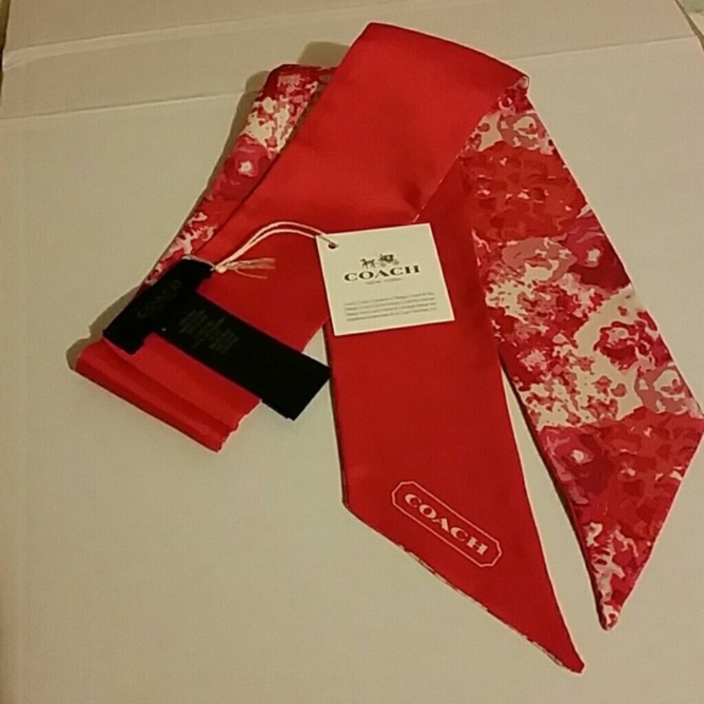 AWESOME COACH PEYTON FLORAL PONY TAIL SCARF SPLASH PRINT w/GIFT BOX - Picture 3 of 3